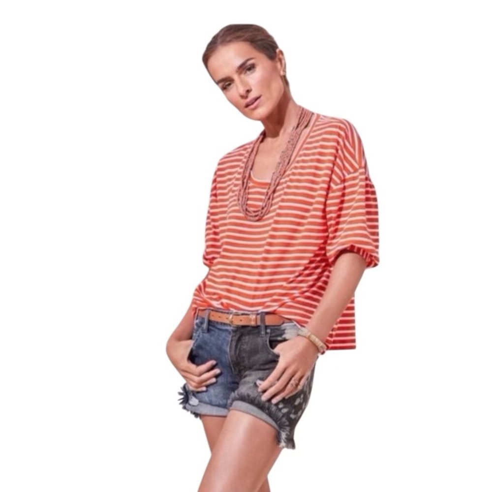Cabi 6 Park Women’s Colorblock Denim Shorts Distressed Frayed Hems Stretch